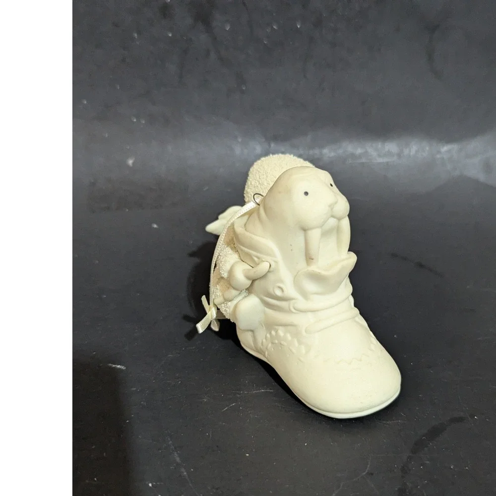 Dept 56 Snowbabies Walrus in a Boot Porcelain Christmas Ornament Cream‎ White